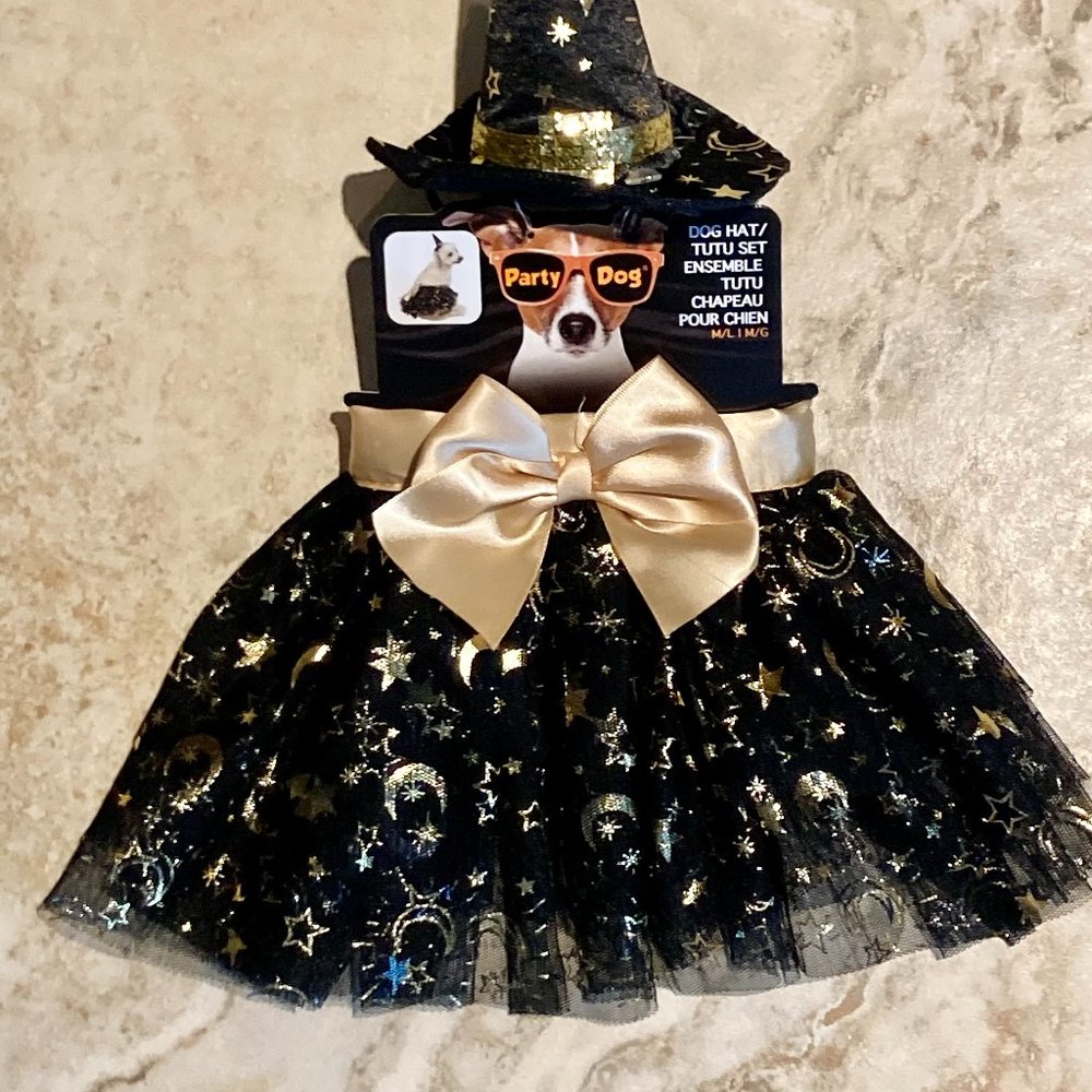 Halloween Witch Dog Hat/Tutu Set